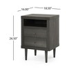 FONTOI Nightstand with Two Drawers&One Open Shelf, Bedside Table with Open Shelf, Side Table for Bedroom, Grey, 16"*26.9"*18.65" - 3 of 4