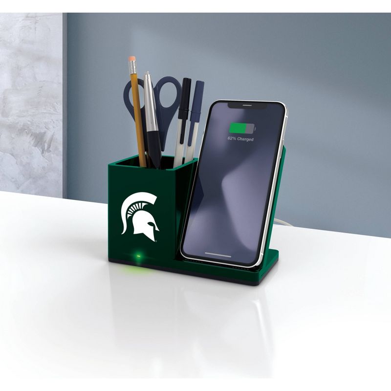 NCAA Michigan State Spartans Wireless Charging Pen Holder, 4 of 5