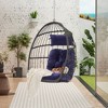 CAVINAS Egg Rattan Outdoor Swing Chair,Wooden Porch Swing for Farmhouse, Courtyard,Balcony,100% Hand Woven - 2 of 4