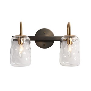 LNC Erharting Polished Gold and Ripple Glass Mason Jar Modern/Contemporary Vanity Lights, 1 Light/ 2 Light/3 Light/4 Light - 1 of 4