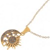 Anna-Kaci Women's Rhinestone Sun and Moon Pendant Fashion Necklace with Gold Tone Chain Statement Jewelry Piece - Gold - 2 of 4