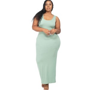Slickblue Plus Size Solid Maxi Dress for Women, Sleeveless Stretch Jersey Knit, Casual Fit, 14 Colors Options, Size 1XL-3XL - 1 of 4