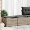 vidaXL Patio Sofa Set with Cushions Lounge Stools 2 Piece Poly Rattan Acacia - Gray - 2 of 4