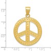 Black Bow Jewelry 14k Yellow Gold Peace Sign with Wheat Pattern Pendant, 28mm (1 1/8 in) - 4 of 4
