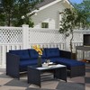 Resenkos 3 Pieces Patio Furniture Set, Outdoor Sectional Furniture, PE rattan, Blue - 3 of 4