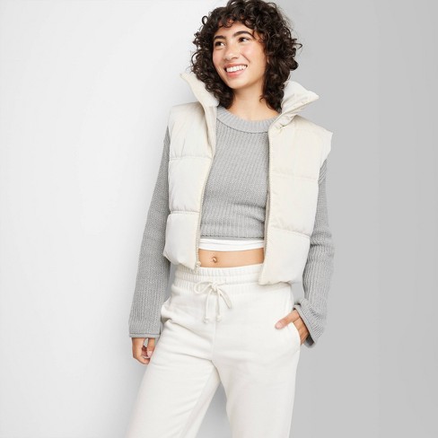 CROPPED PUFFER GILET - Light green