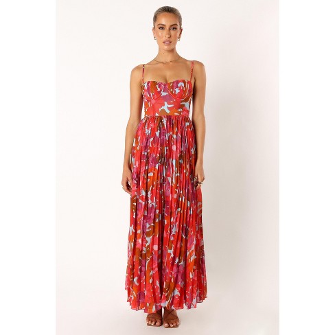 Hilary Pleated Maxi Dress - Pink Floral