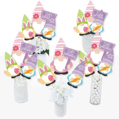 Big Dot of Happiness Easter Gnomes - Spring Bunny Party Centerpiece Sticks - Table Toppers - Set of 15