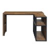 55" Lloyd Corner Desk with Storage Credenza Natural - Alaterre Furniture: Rustic Acacia Wood, L-Shaped Office Furniture with Open Shelf - 3 of 4