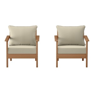 WestinTrends Avalon Outdoor Modern HDPE Patio Club Chairs with Deep Seat Cushions (Set of 2) - 1 of 4