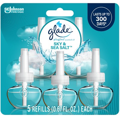 Glade PlugIns Scented Oil Air Freshener Refills - Sky & Sea Salt - 3.35 fl oz/5pk