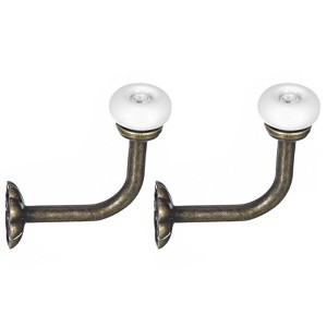 Unique Bargains Zinc Alloy Single Prong Ceramic Handle Clothes Towel Coat Backpack Scarf Keys Hat Hanging Hooks 2 Pcs - 1 of 4