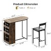Bar Table and Chairs Set with Wine Rack, Modern Dining Room Table with Triple Storage and Wine Glass Hanging Rack, Space Saving Home Bar Furniture Set - 3 of 4