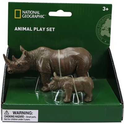 National Geographic Rhinoceros/calf Figurines,2 pc