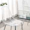 Modern minimalist transparent dining chair, plastic chair, armless crystal chair, Nordic creative makeup stool, negotiation chair, black metal legs - 4 of 4