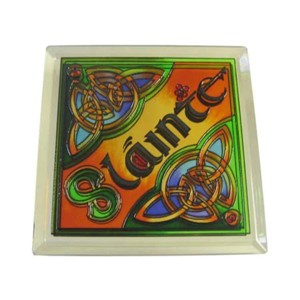 Slickblue Irish Stained Glass Coaster, Hand-Painted Design, Table Decor, Assorted Designs, 3.93" Square - 1 of 3