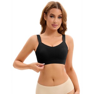 INSPIRE CHIC Women's Push Up V Neck Full Coverage Wirefree Adjustable Straps Minimizer Bras - 1 of 4