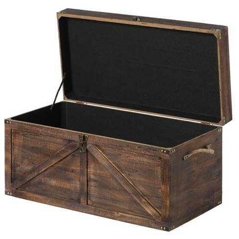 Vintiquewise Antique Style Black Wooden Steamer Trunk, Coffee Table