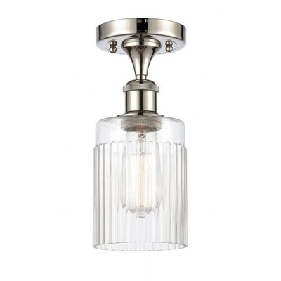 Hadley - 1 Light Semi-Flush Mount In Art Deco Style-13 Inches Tall and 4.5 Inches Wide