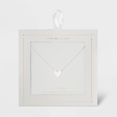 Sterling Silver Heart Necklace - Silver
