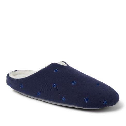 Dearfoams Womens Dori Embroidered Notch Clog Slipper Navy Size S