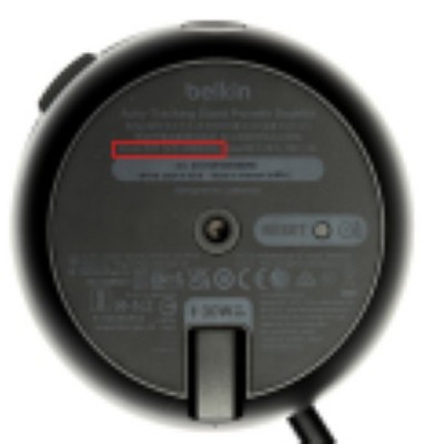 Location of model number on the recalled MMA008 Portable Wireless Charging Stand (in red box)