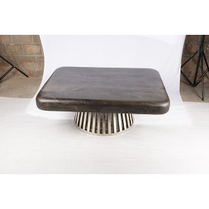 Rectangular Wood Coffee Table with Metal Legs and Minimalist Designer Look for Modern Living Room or Office Spaces - 1 of 4