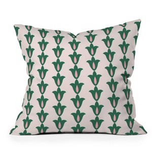 Maritza Lisa Retro Green Floral Pattern Square Throw Pillow Green - Deny Designs - 1 of 4