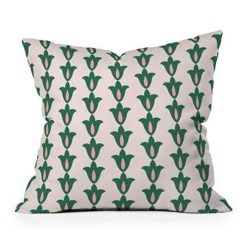 Maritza Lisa Retro Green Floral Pattern Square Throw Pillow Green - Deny Designs