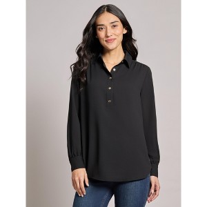 Jones New York Long Sleeve Collared Popover Blouse - 1 of 3