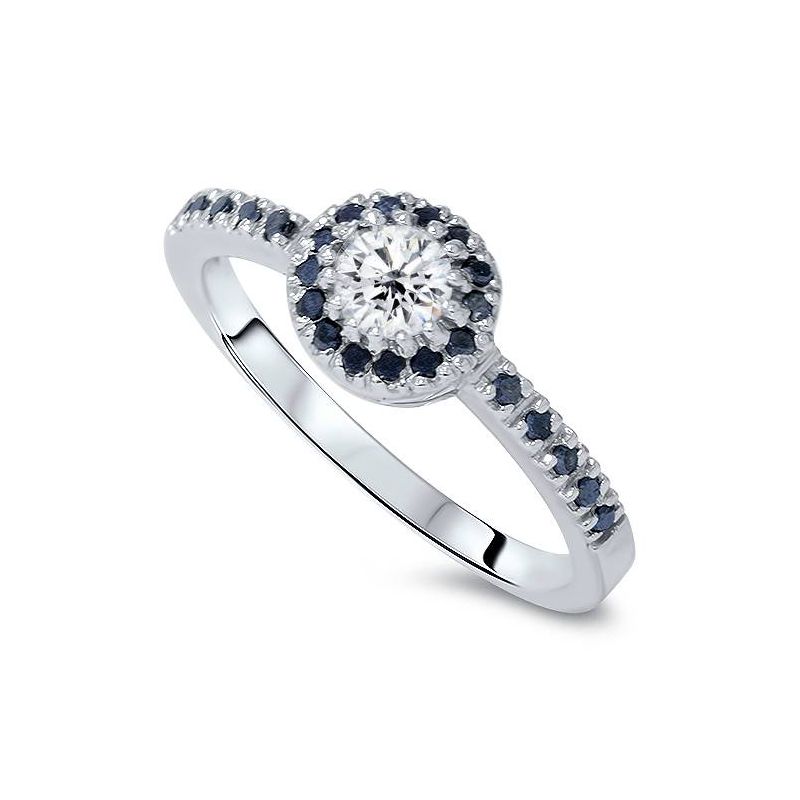 Pompeii3 1ct Black & White Diamond Engagement Ring 14K White Gold, 1 of 4
