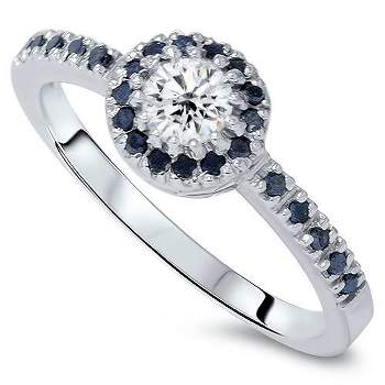 Pompeii3 1ct Black & White Diamond Engagement Ring 14K White Gold