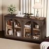 4-Door Arched Glass Sideboard Buffet Cabinet, Adjustable Shelves, Cable Management, Rubberwood Base, MDF with Oak/Birch Veneer, for Kitchen - 2 of 4
