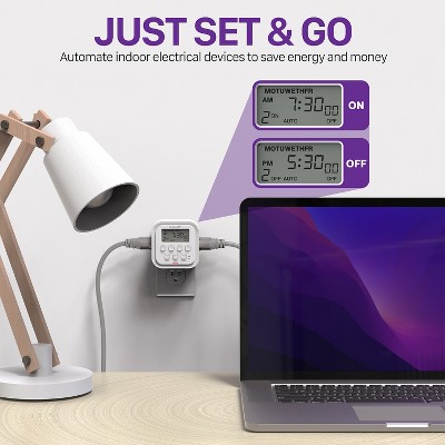 Fosmon White Digital Programmable Timer Outlet, 2-Pack