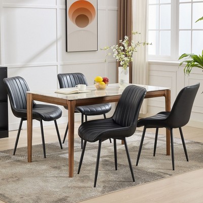 Coucheta 2-Pack Upholstered Dining Chairs - Modern Faux Leather with Padded Seat & Metal Legs for Restaurant/Cafe