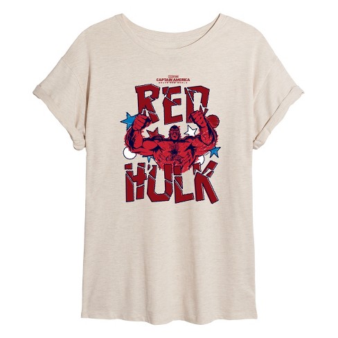 Women's - Marvel - Scribble Red Hulk -Women's Oversized Tee Oversized Graphic T-Shirt - image 1 of 4