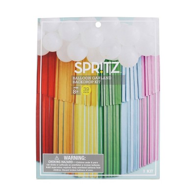 Rainbow Tiered Backdrop with Balloon Garland - Spritz&#8482;