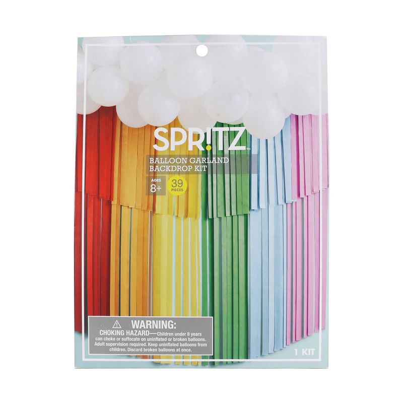 Rainbow Tiered Backdrop with Balloon Garland - Spritz&#8482;, 1 of 10
