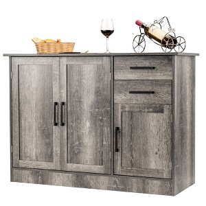 Costway Buffet Storage Cabinet Console Table Kitchen Sideboard Drawer Grey - 1 of 4