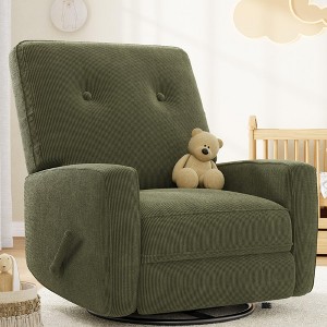 Manual 360° Swivel Rocker Recliner Chair, Overstuffed Glider Chair with Side Pockets, for Living Room, Bedroom, Office - 1 of 4