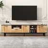 Modern TV Stand with 4 Cabinets & Open Shelves, Media Console Table for TVs up to 80'', Entertainment Center with Drop Down Door, Wood - HABITRIO - image 2 of 4