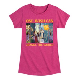 Girls' - Disney - One Wish Can Change The World Fitted Short Sleeve Graphic T-Shirt - 1 of 4