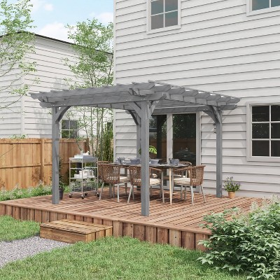 12 Ft. Gray Solid Wood Outdoor Pergola