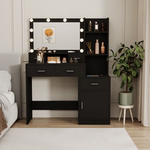 CAVINAS Smart Mirror Design Desk with Drawers with 4 Drawers Makeup Vanity Desk Rectangular Small Vanity Desk for Bedroom - 1 of 4