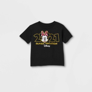 Toddler Girls' Disney Minnie Mouse 'Family Vacation 2021' Short Sleeve Graphic T-Shirt - Black - 1 of 2