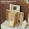 Compact Wooden Jewelry Box with Rotating Side Doors, Multi-Layer Storage, and Built-In Mirror for Organized Accessories - 3 of 4