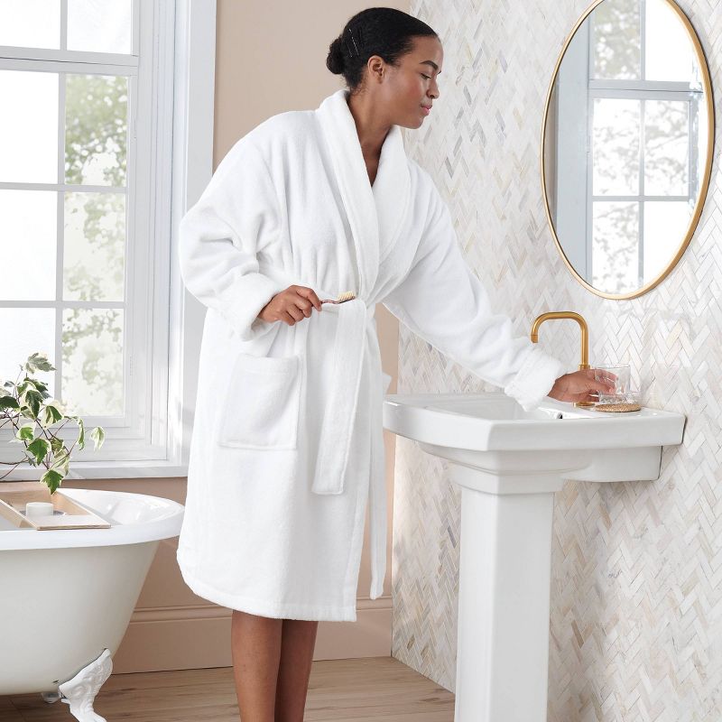Spa Plush Bath Robe White - Threshold™, 3 of 5