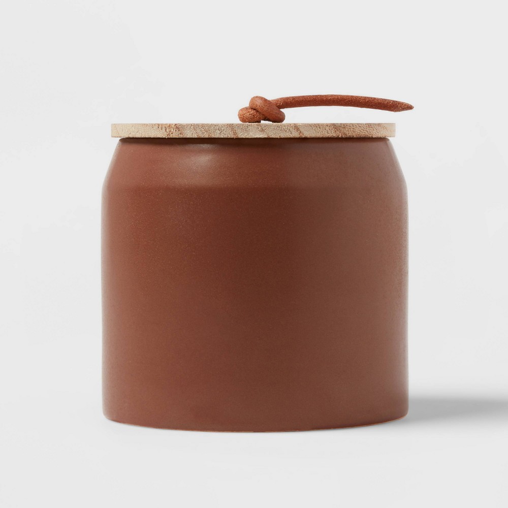 12oz Lidded Ceramic Wooden Wick Rustic Woodlands Candle - Threshold