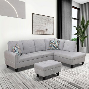 DOMETOUR Living Room Sofa Set 3Pcs(Sofa+Chaise+Ottoman) - 1 of 4