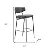 HomeRoots Set of Two 26" Black Faux Leather and Steel Low Back Counter Height Bar Chairs - 3 of 4